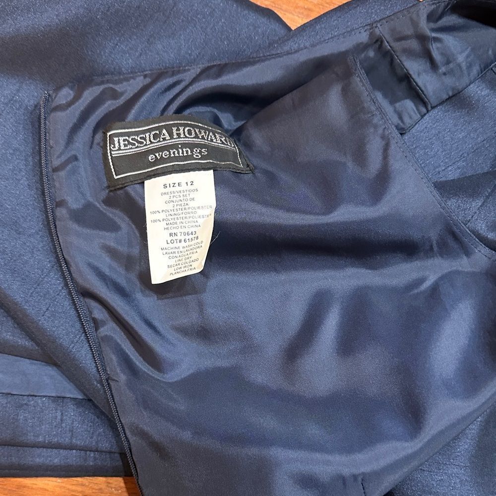 JESSICA HOWARD Evenings Elegant Navy  Gown w/ Crystal Embellished Jacket Size 12 - Picture 16 of 16